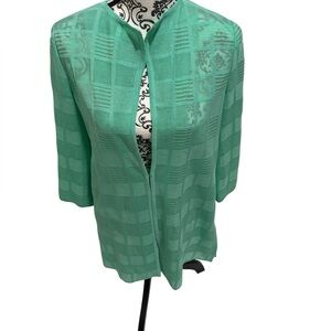 Ming Wang Teal Checkered Women's Blazer